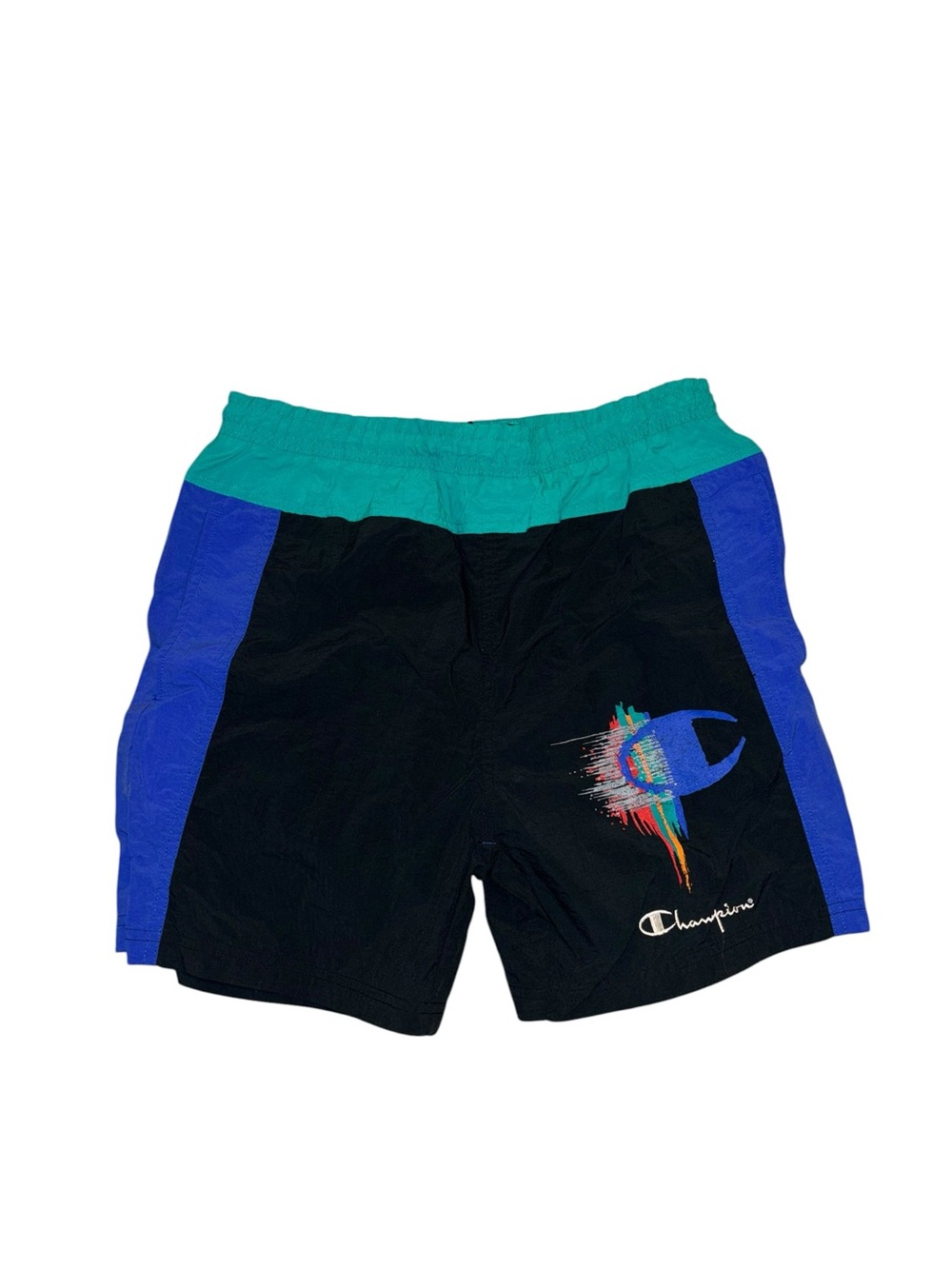 Champion Teal and Black Colorblock Athletic Shorts